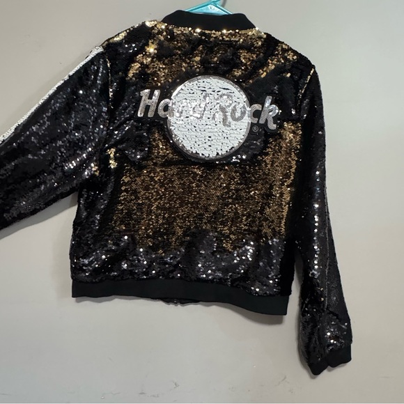 Hard Rock Cafe Black and Gold Sequin Jacket - Picture 13 of 14
